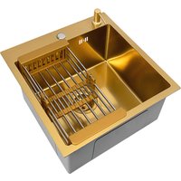 Кухонная мойка Basic CL DS Decor 45x50 (золото, коландер, дозатор)