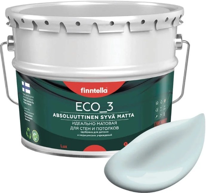 

Краска Finntella Eco 3 Wash and Clean Kylma F-08-1-9-LG248 9 л (холодный голубой)