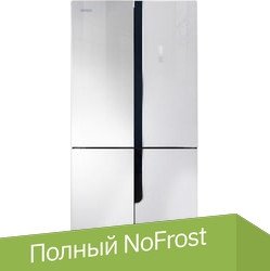 

Четырёхдверный холодильник Ginzzu NFK-500 White glass