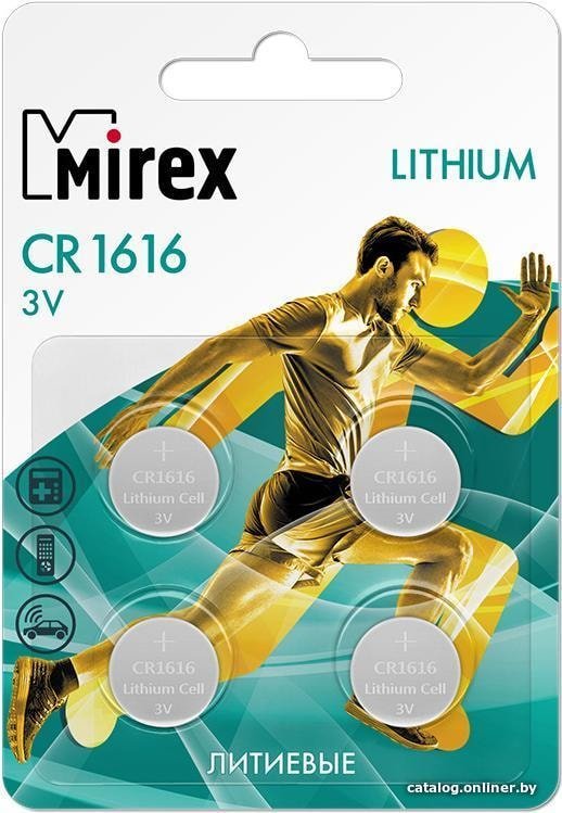 Батарейка Mirex CR1616 литиевая блистер 4 шт. 23702-CR1616-E4