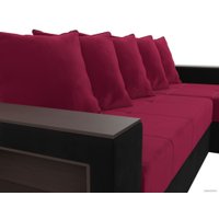 Угловой диван Лига диванов Дубай лайт правый 114179 (микровельвет бордовый/черный)