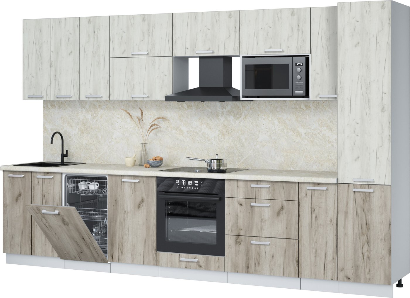 

Готовая кухня Интерлиния Мила Лайт 3.4-ПМ4 (дуб белый/дуб серый/опал светлый)