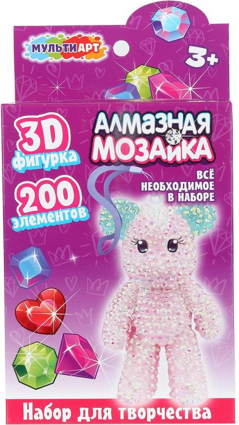 

Алмазная мозаика MultiArt Фигурка-брелок Мишка DIAFIGTED-126490