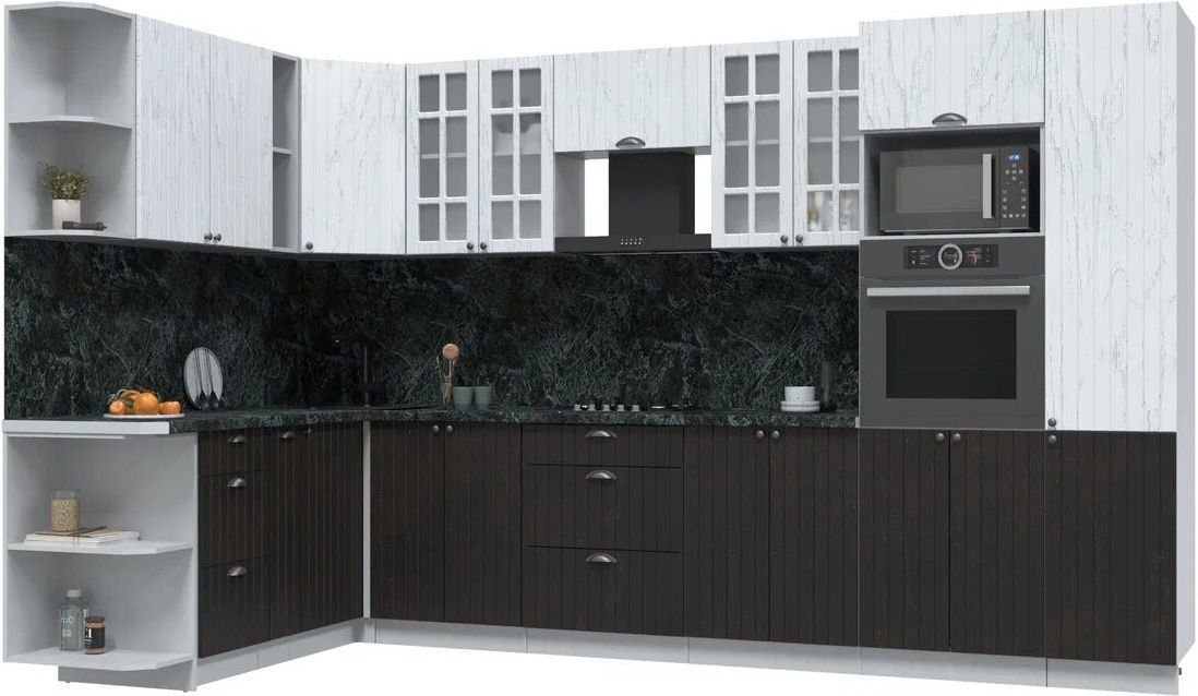 

Готовая кухня Интерлиния Берес 1.88x3.4 ВТ левая (дуб полярный/дуб английский/кастилло темный)
