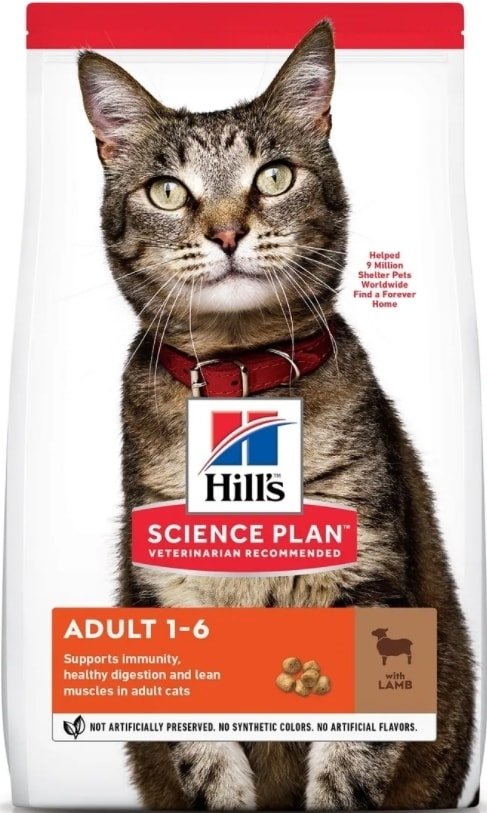 

Сухой корм для кошек Hill's Science Plan Adult 1-6 Lamb для взрослых кошек для поддержания жизненной энергии и иммунитета, с ягненком 300 г