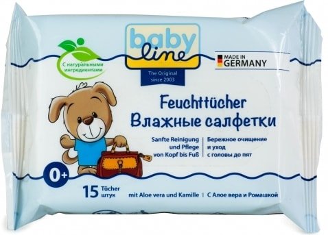 

Babyline для тщательной очистки детской кожи 15 шт