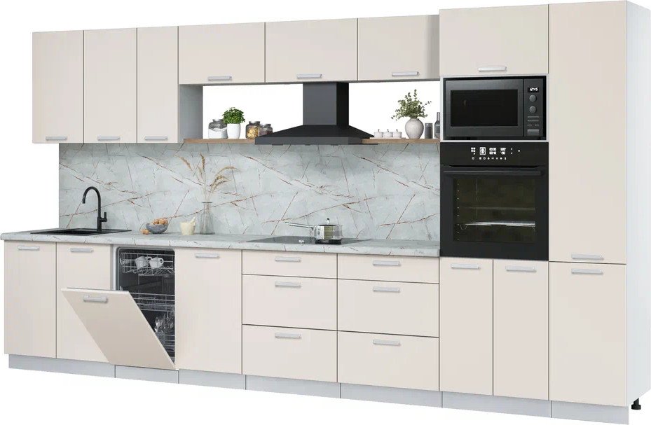 

Готовая кухня Интерлиния Мила Лайт 3.9-ПМ3 (персидский жемчуг/персидский жемчуг/серый каспий)