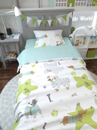 Amarobaby Time to Sleep Мопсы AMARO-3403-Mop (белый/зеленый)