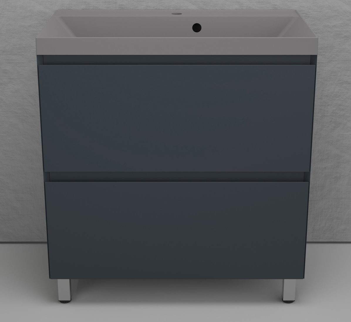 Symbolite Тумба под умывальник Манхэттен 80 Plus 2 ящика + Asti 80x45 (графит/серый шелк)