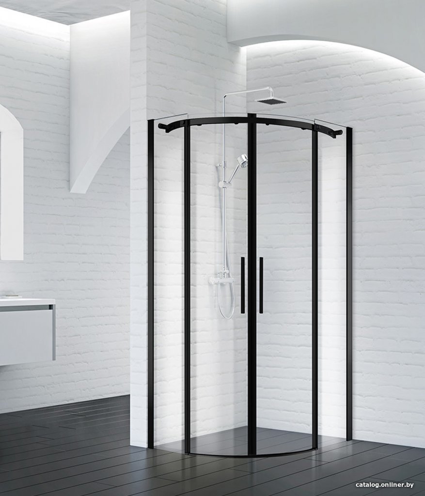 Душевой уголок BelBagno Acqua-R-2-90-C-NERO (прозрачное стекло)