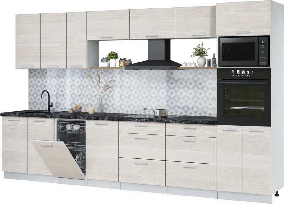 

Готовая кухня Интерлиния Мила Лайт 3.5-ПМ3 (вудлайн кремовый/вудлайн кремовый/кастилло темный)