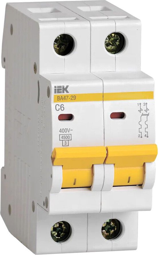 

Выключатель автоматический IEK ВА 47-29 6А 2P 4.5кА С MVA20-2-006-C
