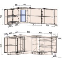 Готовая кухня Интерлиния Мила Матте 1.5x2.1 А левая (индиго/индиго глянец/кастилло темный)