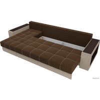 Угловой диван Лига диванов Дубай 105793 (левый, микровельвет, коричневый/бежевый)