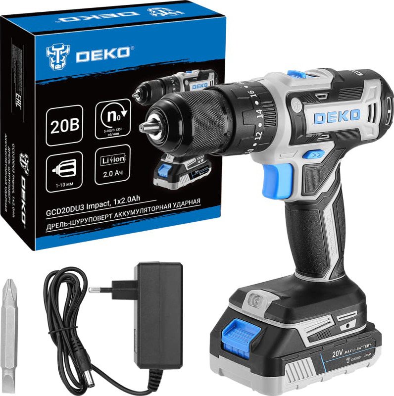 

Ударная дрель-шуруповерт Deko GCD20DU3 Impact 063-4436 (с 1-им АКБ)