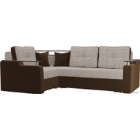 Угловой диван Лига диванов Комфорт 102600 (левый, корфу/микровельвет, корфу 02/коричневый)