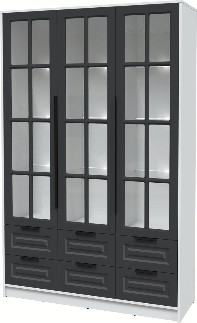 

Шкаф-витрина Интерлиния Концепт КТ-ШВ3 с подсветкой Деко (белый платинум/пепел)