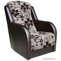 Интерьерное кресло Асмана Дачник-1 (рогожка цветок крупный коричневый/кожзам кор.)