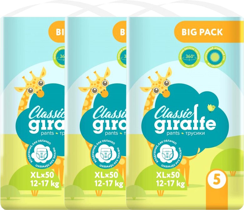 

Трусики-подгузники Lovular Giraffe Classic XL 12-17 кг (150 шт)