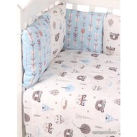 Бампер в кроватку Amarobaby Индейцы (12 подушек, серый/голубой)