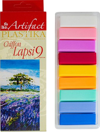Полимерная глина ArtiFact Пластика Lapsi Chiffon (9 цв, 180 г)