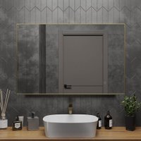  Roxen Зеркало Frida c подсветкой 510215-120 (120x70) в тонком металлическом профиле в цвете брашированное золото