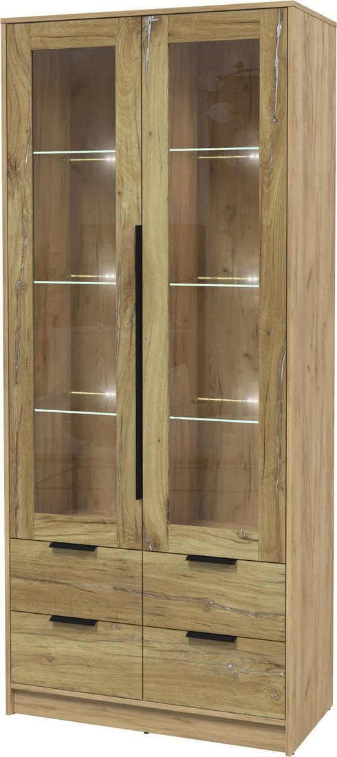 

Шкаф-витрина Интерлиния Концепт КТ-ШВ2 с подсветкой (дуб нокс/дуб золотой)