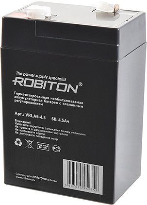 

Аккумулятор для ИБП Robiton VRLA6-4.5 (6В/4.5 Ач)