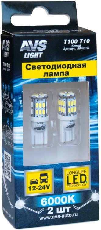 

Светодиодная лампа AVS T10 T100 2шт