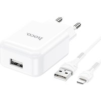 Сетевое зарядное Hoco N2 Lightning (белый)