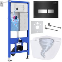 Унитаз подвесной Roxen Antares Tornado в комплекте с инсталляцией StounFix Dual Fresh 6 в 1 968397 (кнопка: черный глянцевый) в Борисове