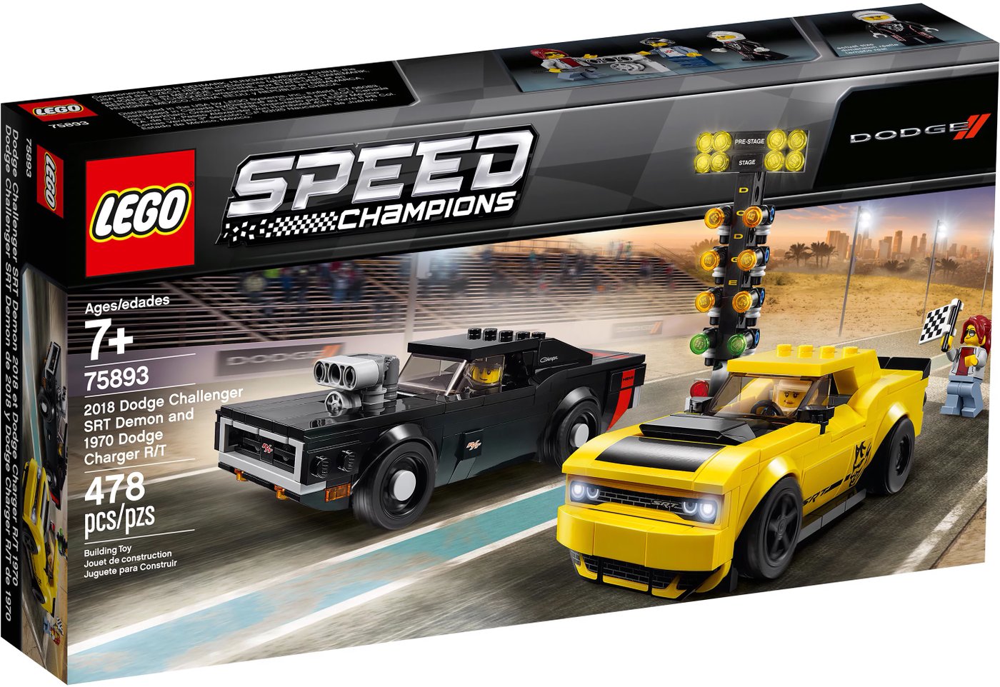 

Конструктор LEGO Speed Champions 75893 Dodge Challenger SRT и Dodge Charger R/T