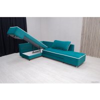 Угловой диван ПетраМебель Оскар правый (велюр бирюза/велюр светлый Вирджиния океан)