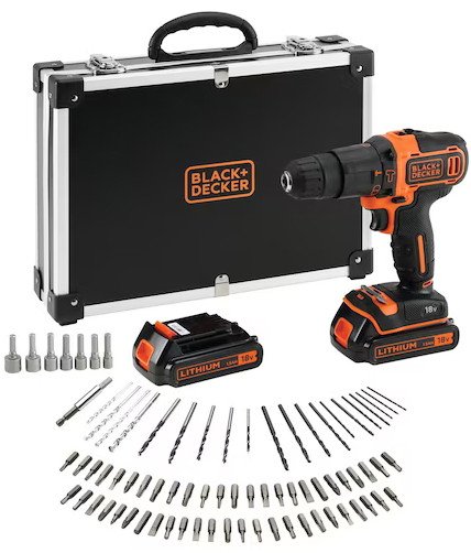 Ударная дрель-шуруповерт Black & Decker BDCHD18BAFC (с 2-мя АКБ, кейс)