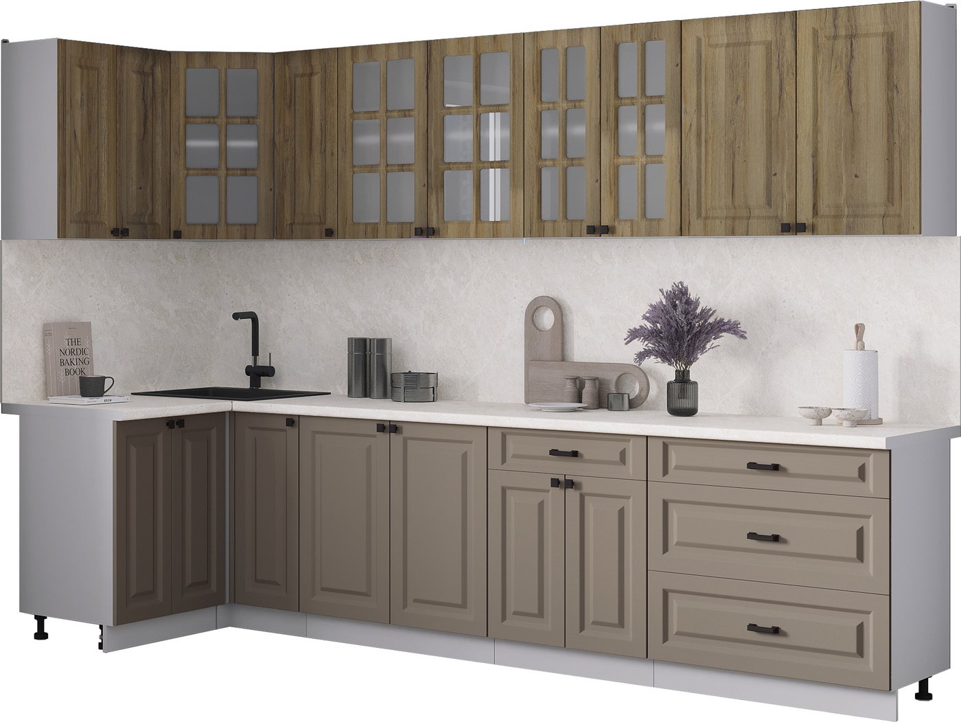 

Готовая кухня Интерлиния Мила Деко 1.2x3.1 (луна/дуб вотан/опал светлый)