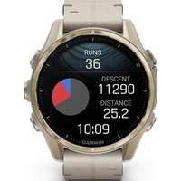 Умные часы Garmin Fenix 8 Sapphire 43мм (золотистый, серый кожаный ремешок)