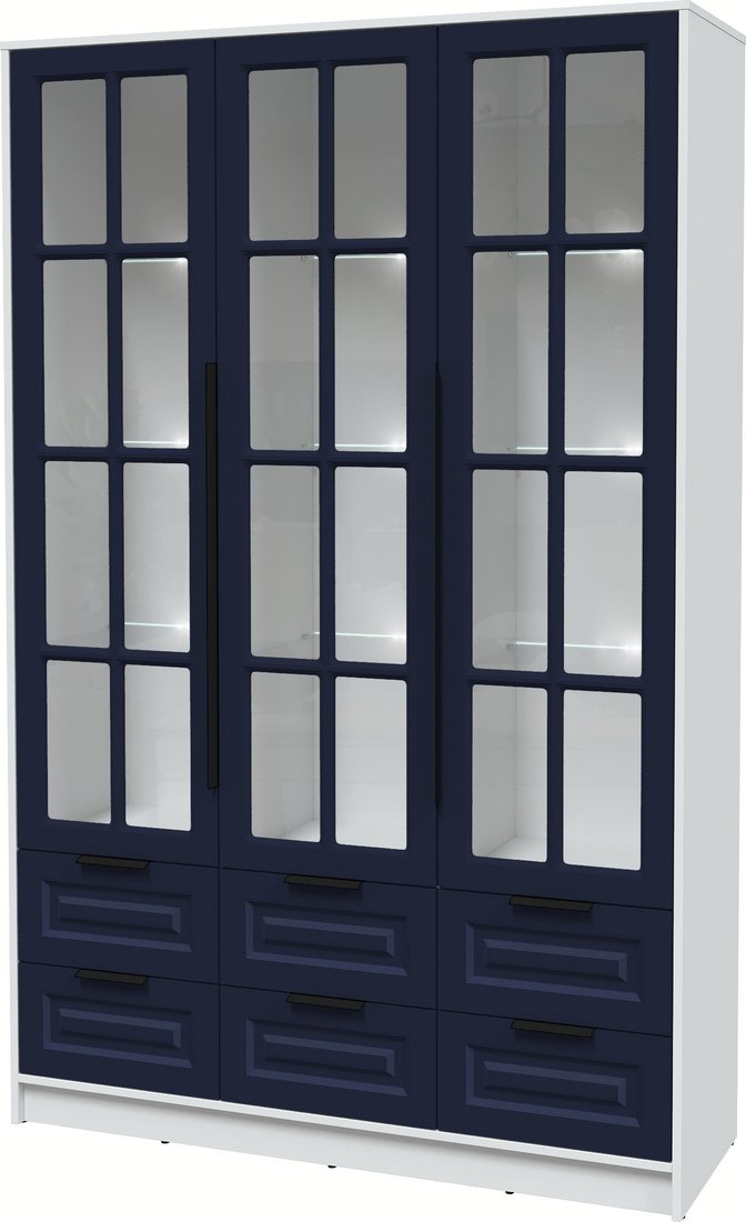 

Шкаф-витрина Интерлиния Концепт КТ-ШВ3 с подсветкой Деко (белый платинум/индиго)