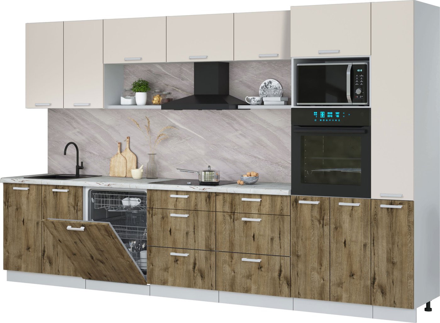 

Готовая кухня Интерлиния Мила Лайт 3.5-ПМ1 (персидский жемчуг/дуб веллингтон/серый каспий)