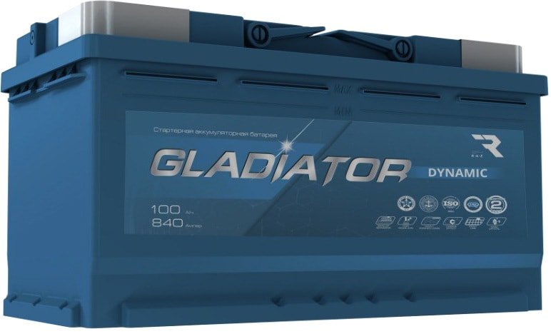

Автомобильный аккумулятор Gladiator Dynamic 100 R+ (100 А·ч)