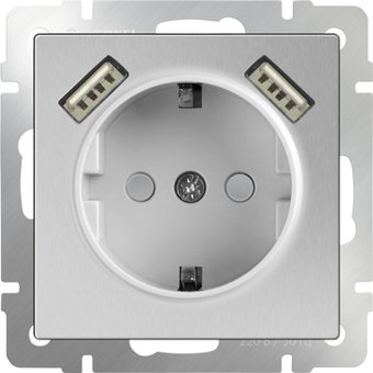 Розетка Werkel WL06-SKGS-USBx2-IP20 (серебряный)