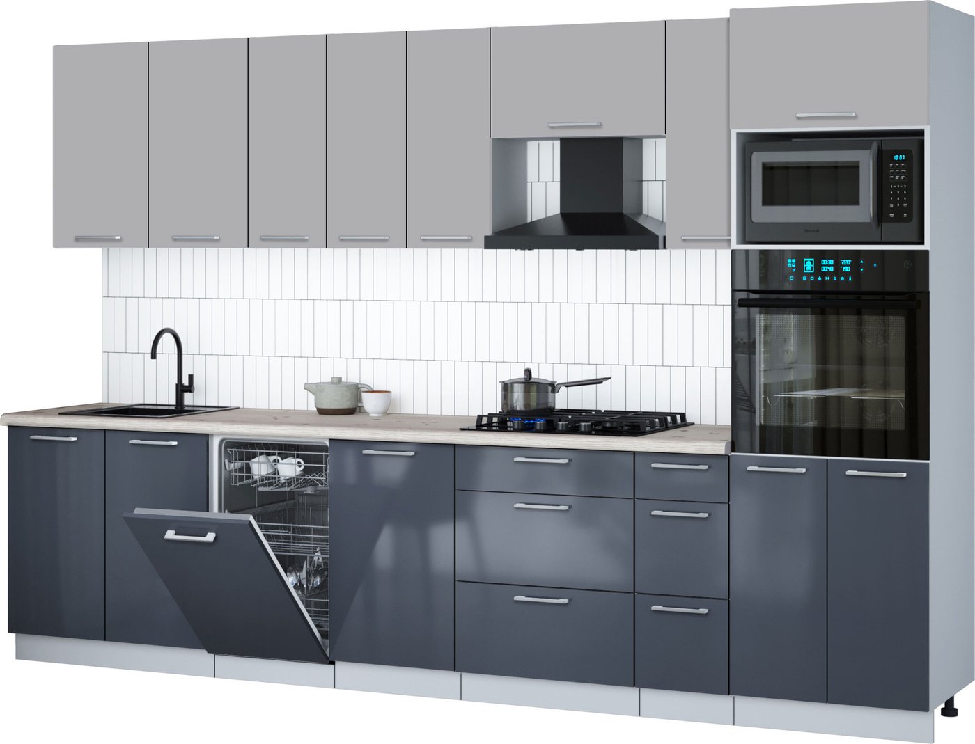 

Готовая кухня Интерлиния Мила Gloss 3.2-ПМ3 (асфальт глянец/грей/бискайская сосна)