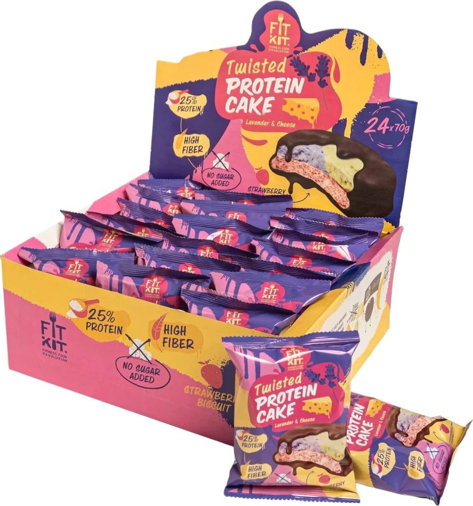 

Протеиновое печенье FitKit Twisted Protein Cake (70 г, лаванда-сыр)