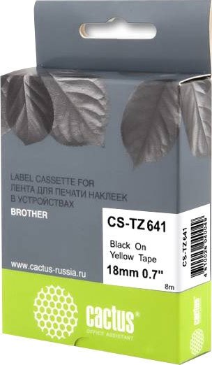 

Картридж-лента для термопринтера CACTUS CS-TZ641 (аналог Brother TZ641)