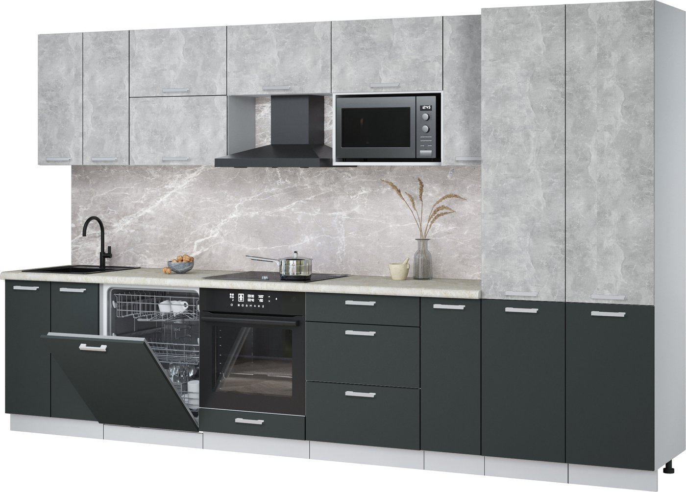 

Готовая кухня Интерлиния Мила Лайт 3.5-ПМ2 (бетон/антрацит/опал светлый)