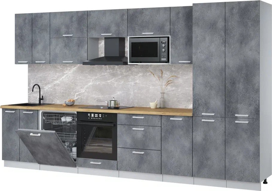 

Готовая кухня Интерлиния Мила Лайт 3.6-ПМ2 (бетон портленд/бетон портленд/дуб бунратти)