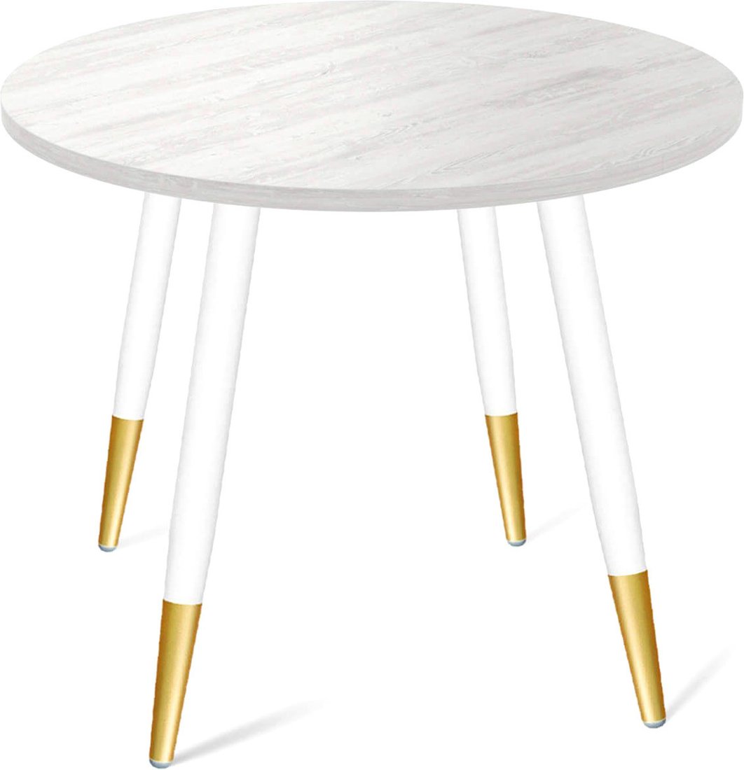 

Кухонный стол Sheffilton SHT-TU14/80 ЛДСП ножки белые/золотые (белый муар/сосна касцина)