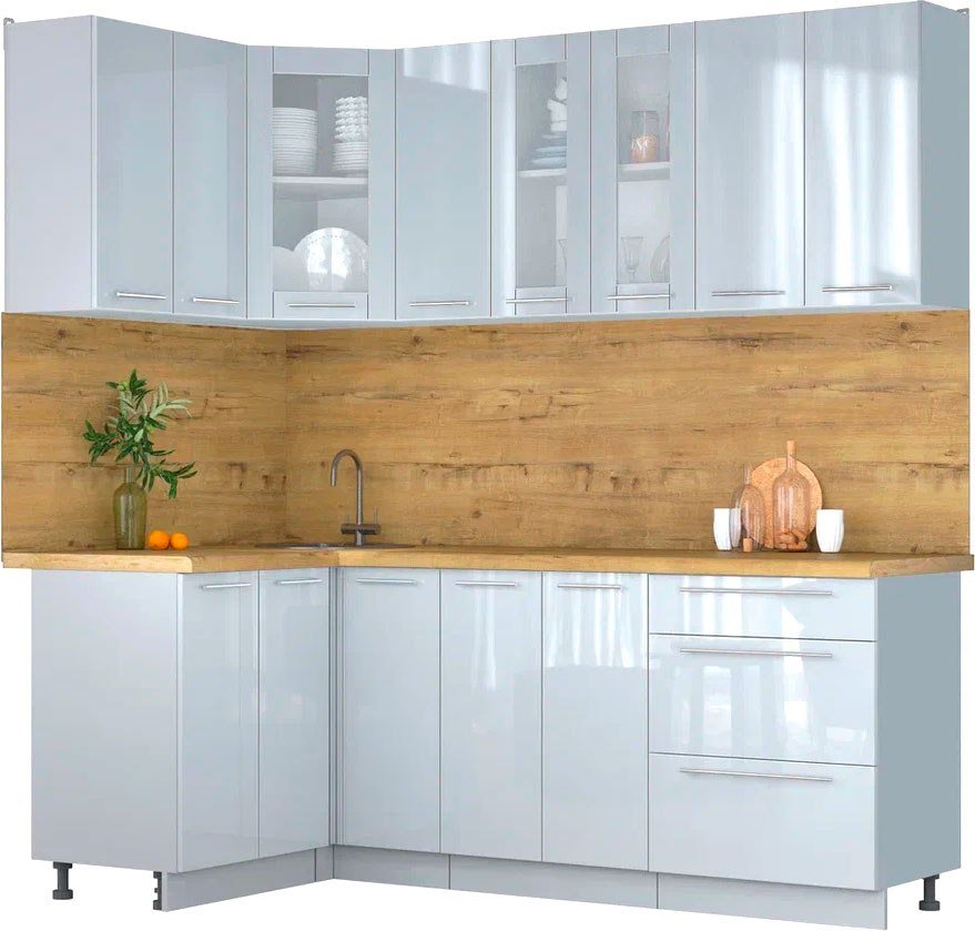 

Готовая кухня Интерлиния Мила Пластик 1.2x2.1 (туманный глянец/туманный глянец/дуб бунратти)