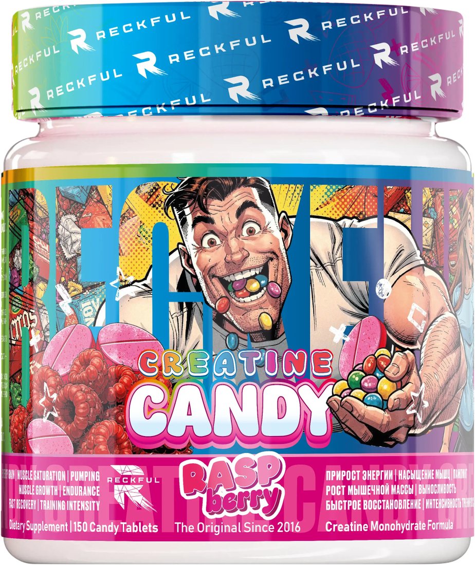 Моногидрат креатина Reckful Сreatine candy (малина, 150 таблеток)