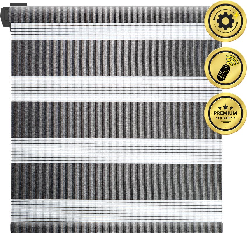 

Рулонная электроштора НеоФьюжен Баланс 130х250 правая (темно-серый, черная фурнитура)