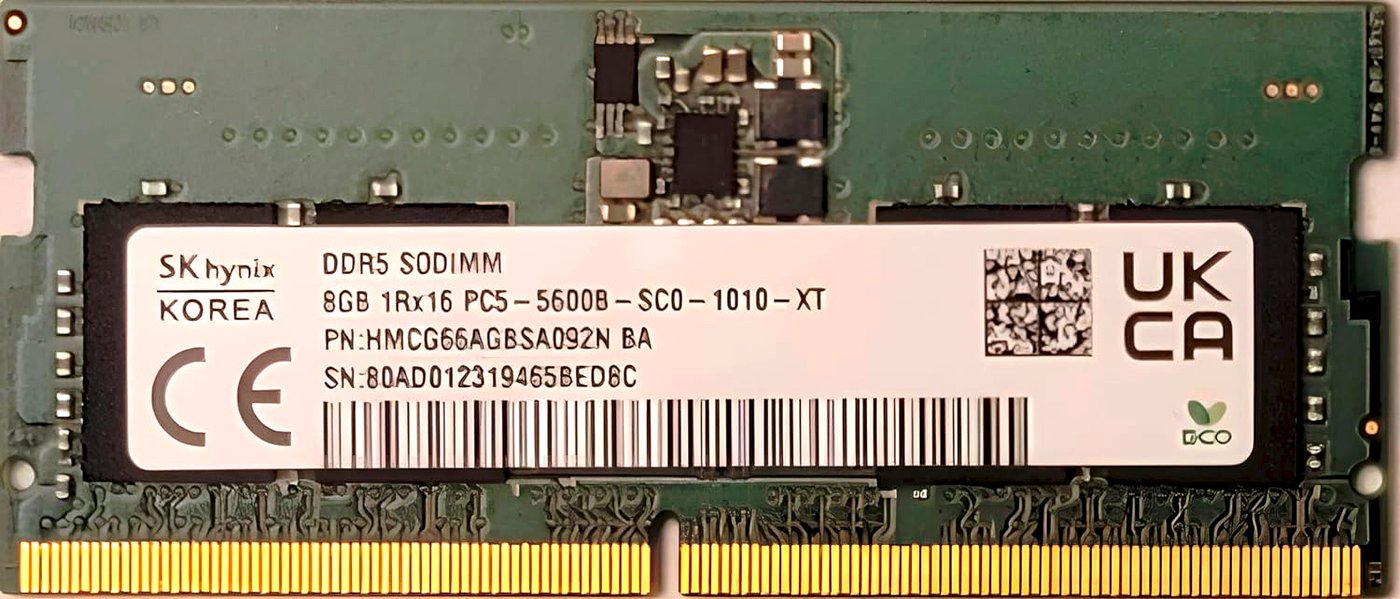 

Оперативная память Hynix 8ГБ DDR5 SODIMM 5600 МГц HMCG66AGBSA092N